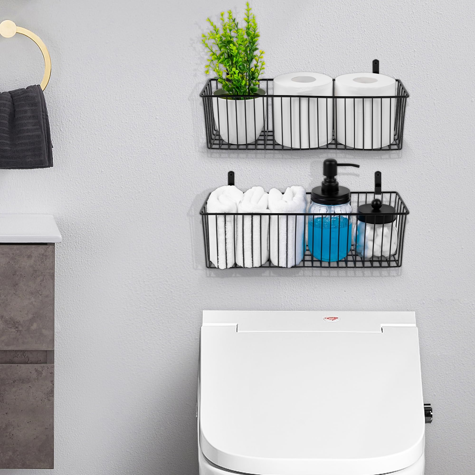 Amazon.co.jp: Wetheny メタルワイヤーバスケット (大1個、Sサイズ1個